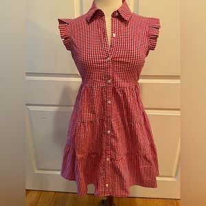 Red and white checked summer dress, Size Small